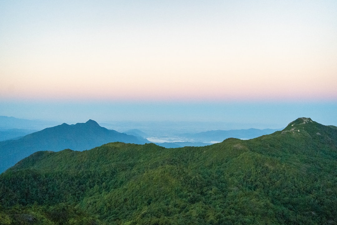 a landscape with hills and trees