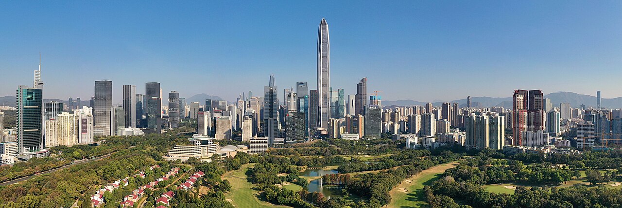 The panorama of Futian district, Shenzhen. The tallest building is Ping An Finance Center