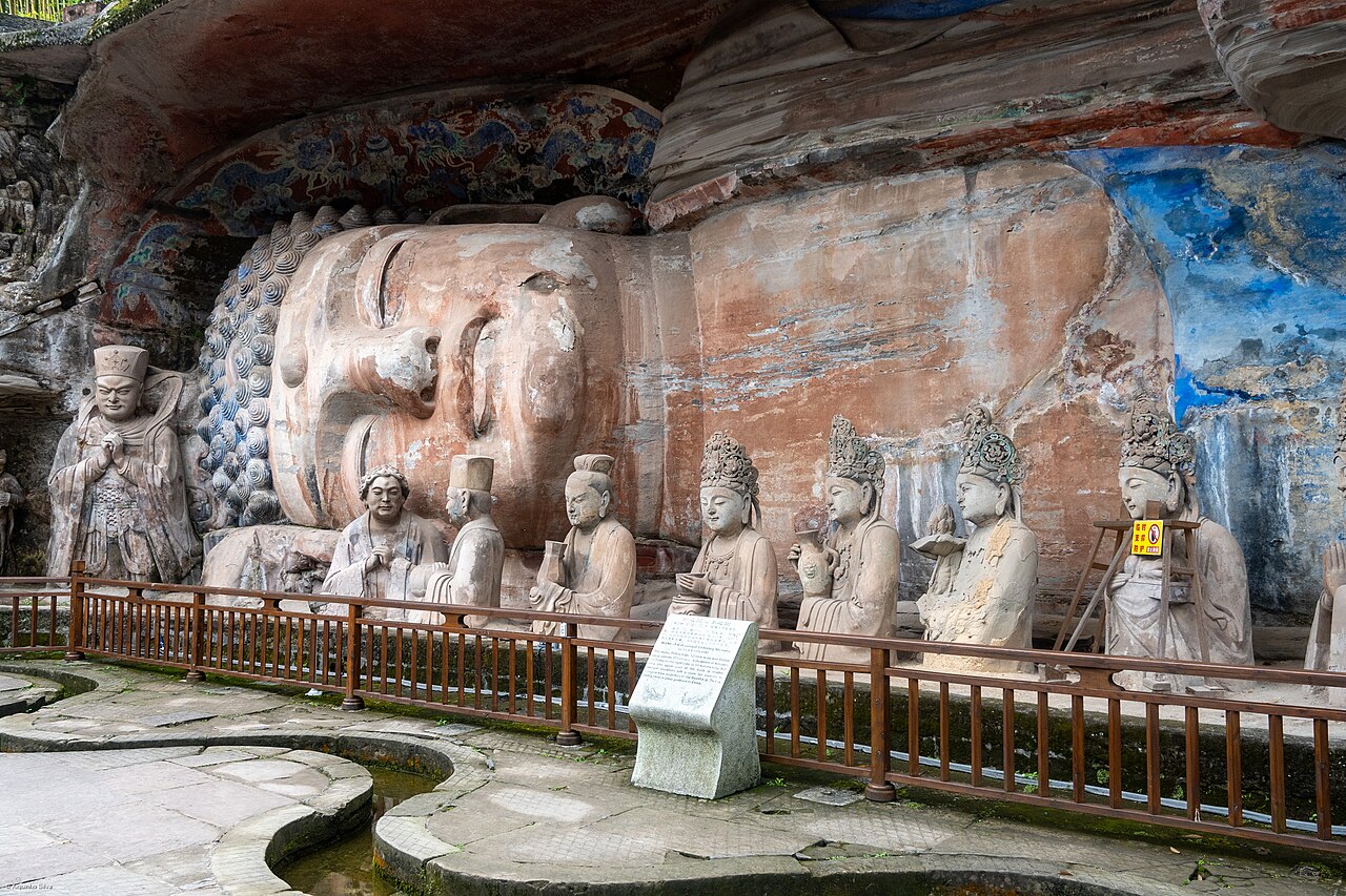 The Dazu Rock Carvings in Baodingshan, located in Chongqing, China, are a magnificent display of religious art dating back to the 7th century AD. These carvings