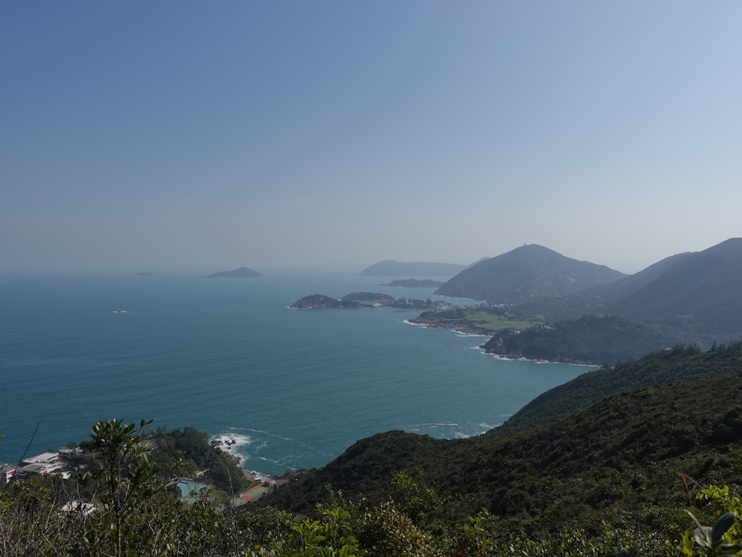 a view of a body of water from a hill