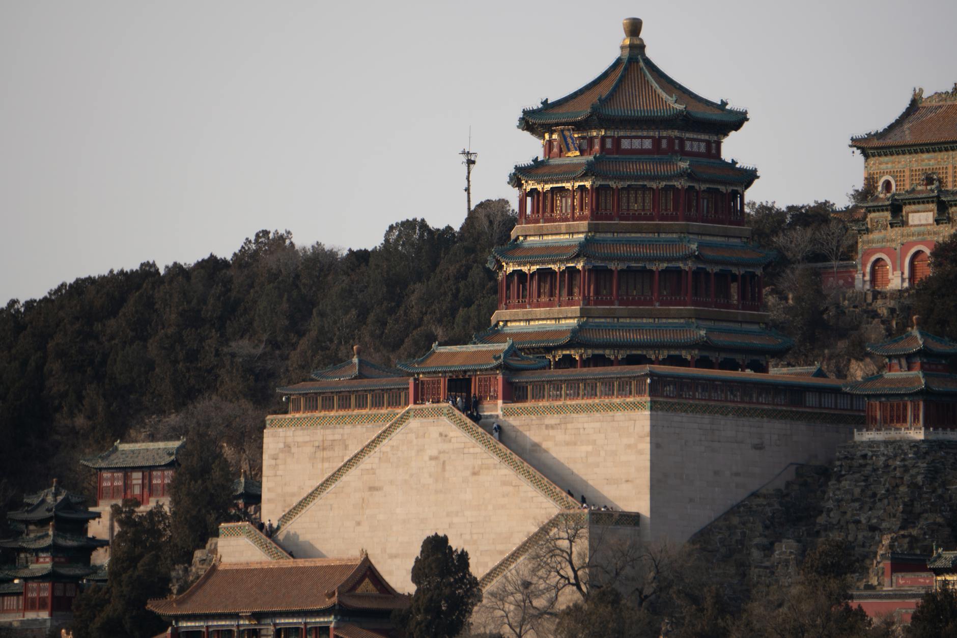 A stunning view of the Tower of Buddhist Incense at the Summer Palace, Beijing.