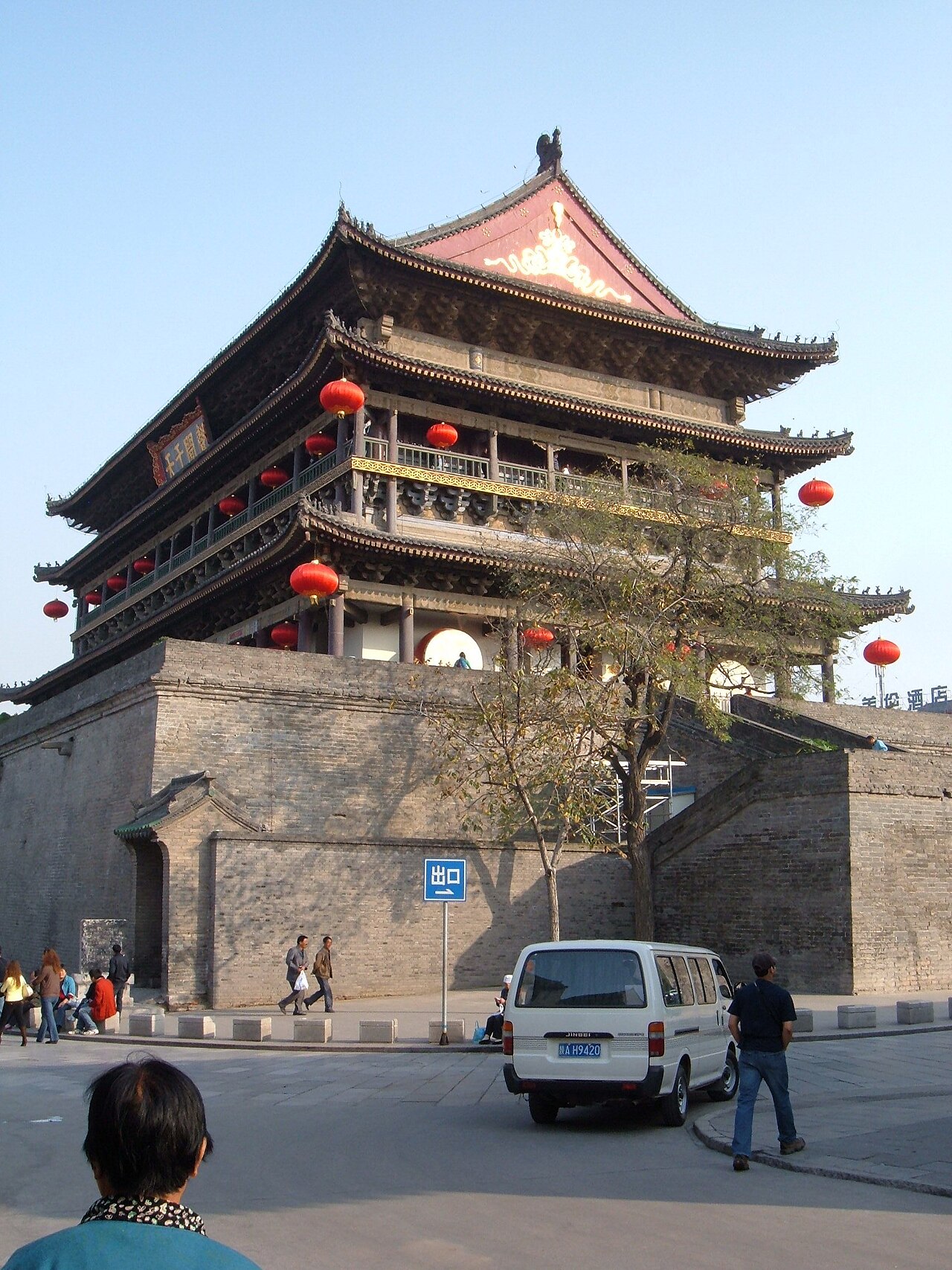 The Xi'an Drum Tower seen from the northwest in Xi'an, PRC.
