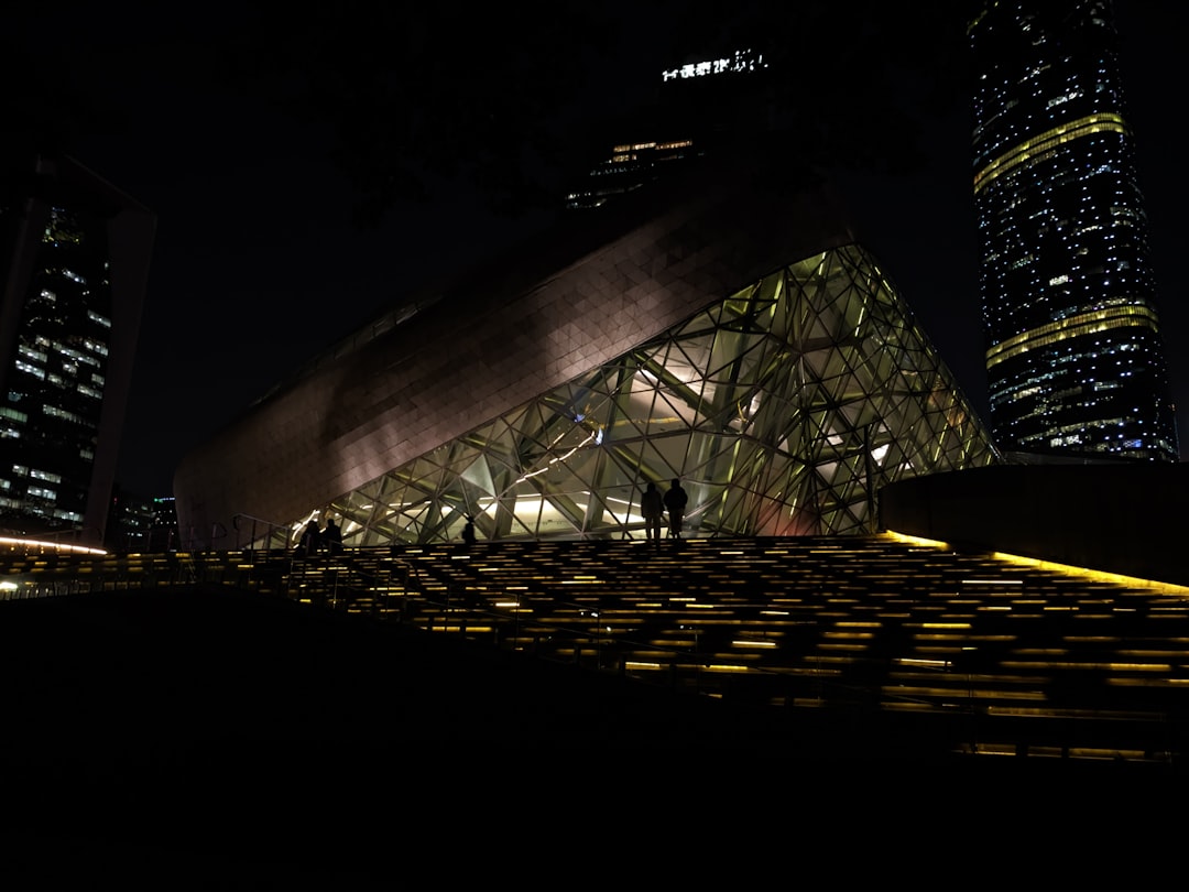 a building that is lit up at night