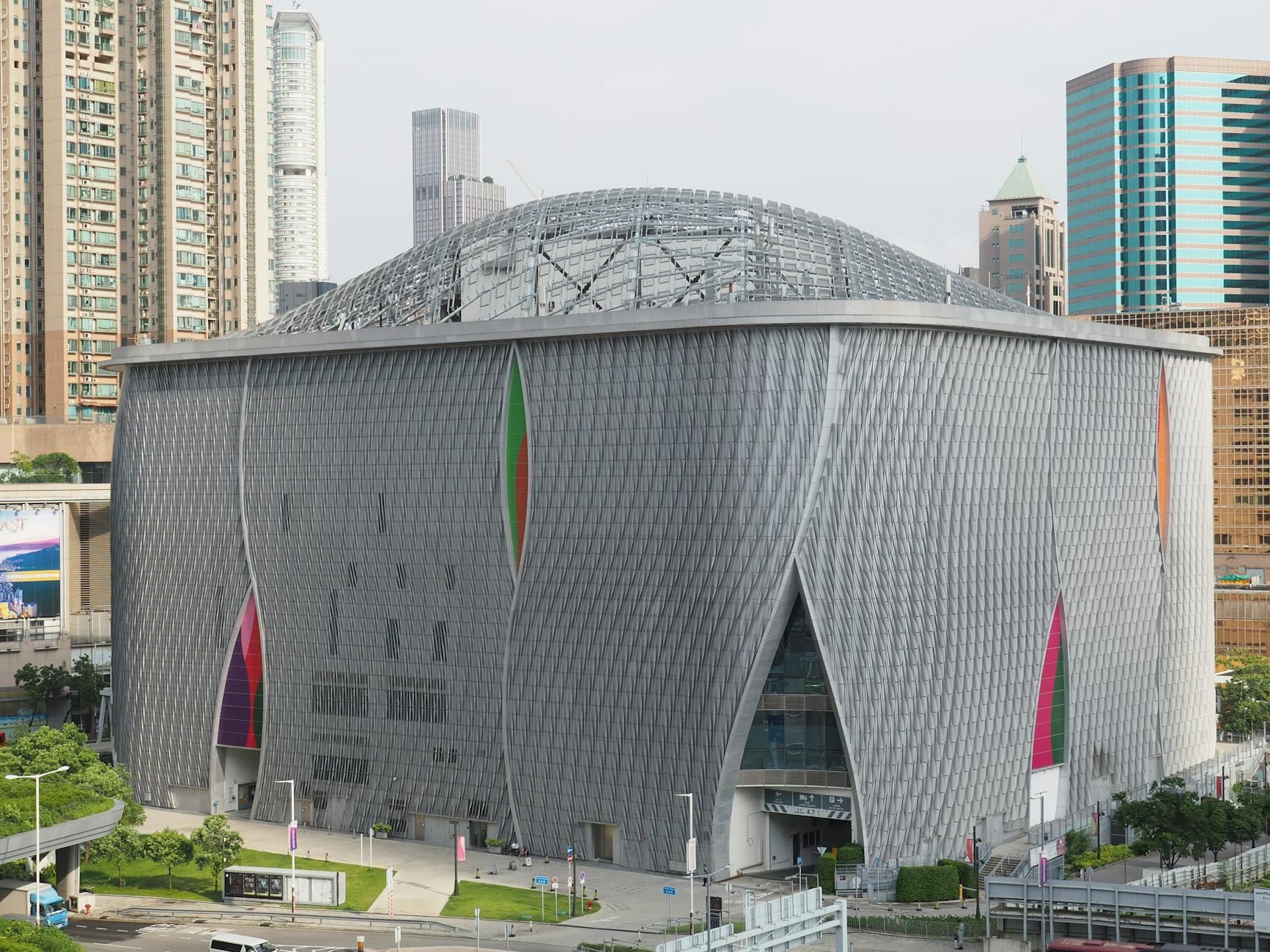 Contemporary architectural design in Hong Kong featuring urban skyline.