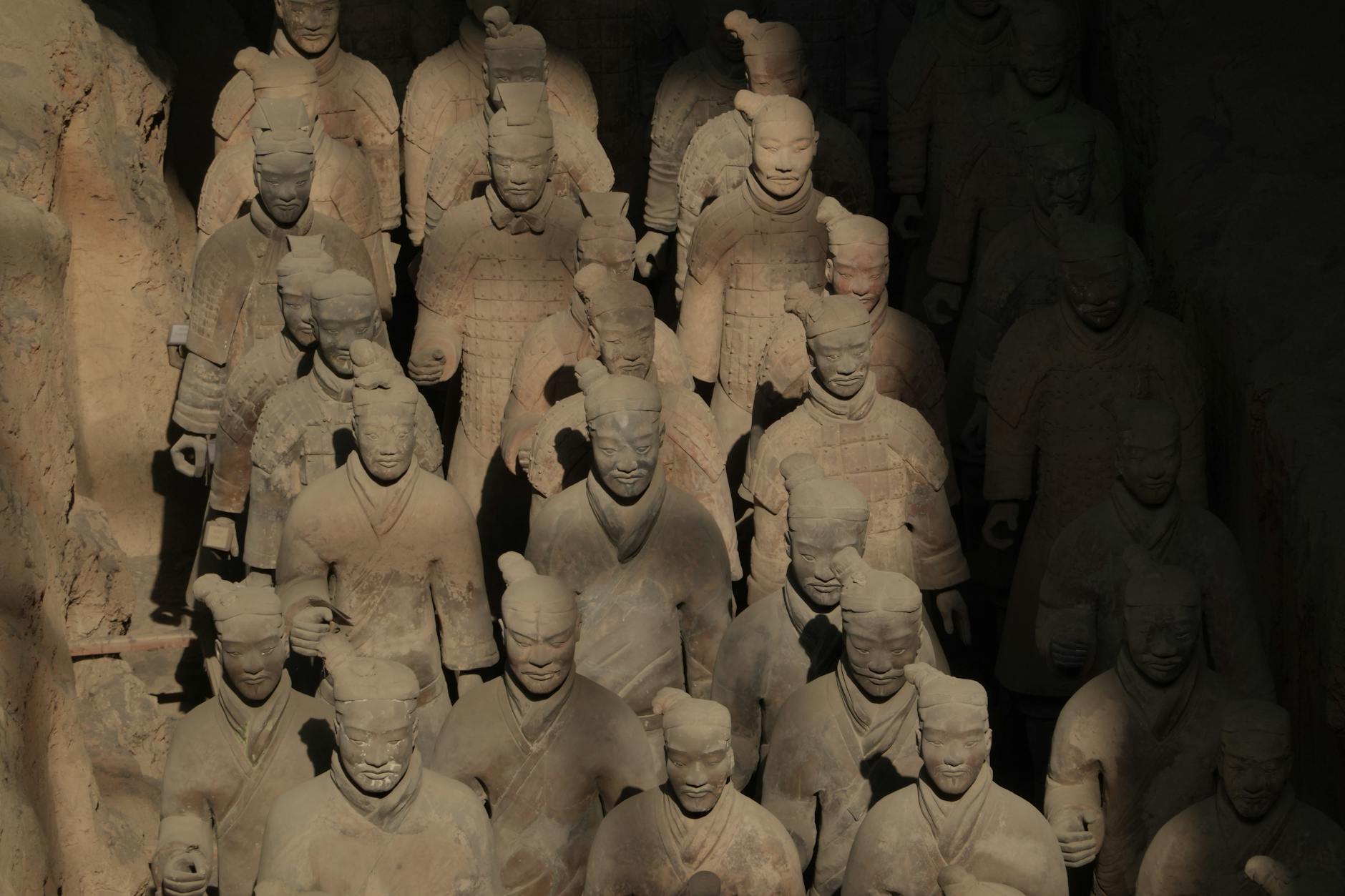 The ancient Terracotta Army statues in Xi'an, showcasing historical artistry.