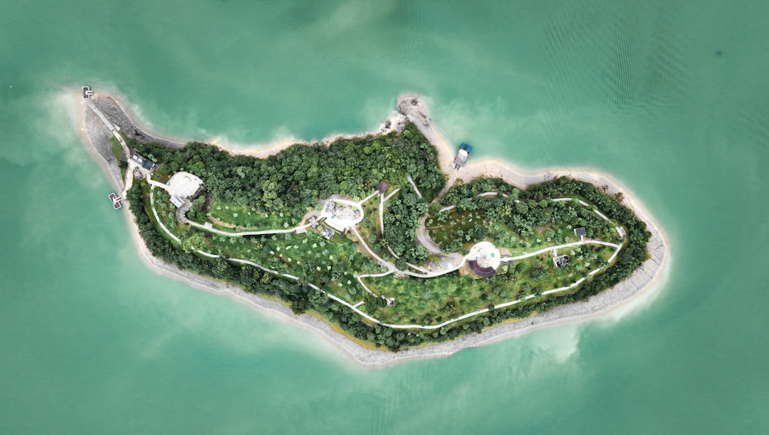 an aerial view of a landmass