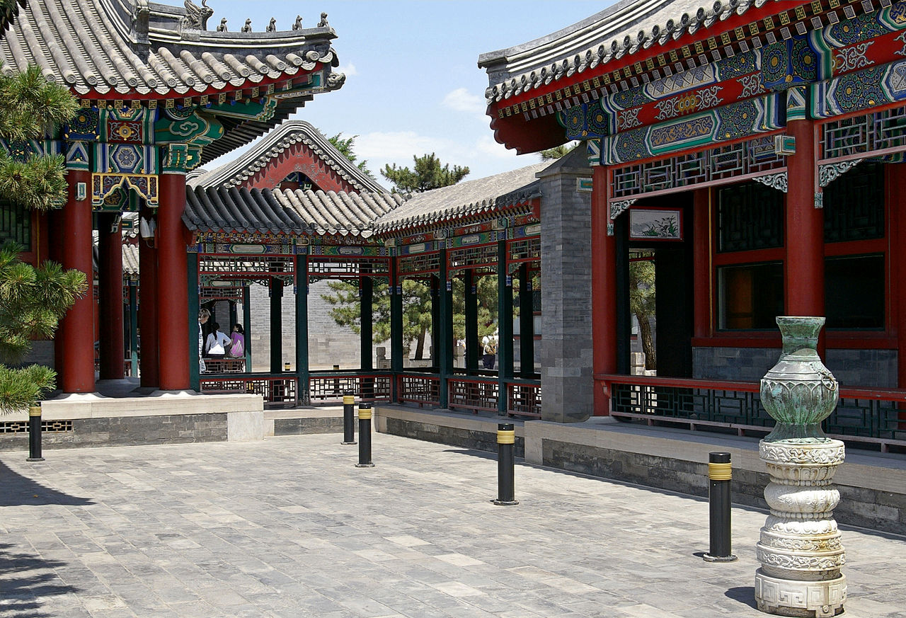 An inner courtyard of Wenchang Gallery in Summer Palace complex in Beijing