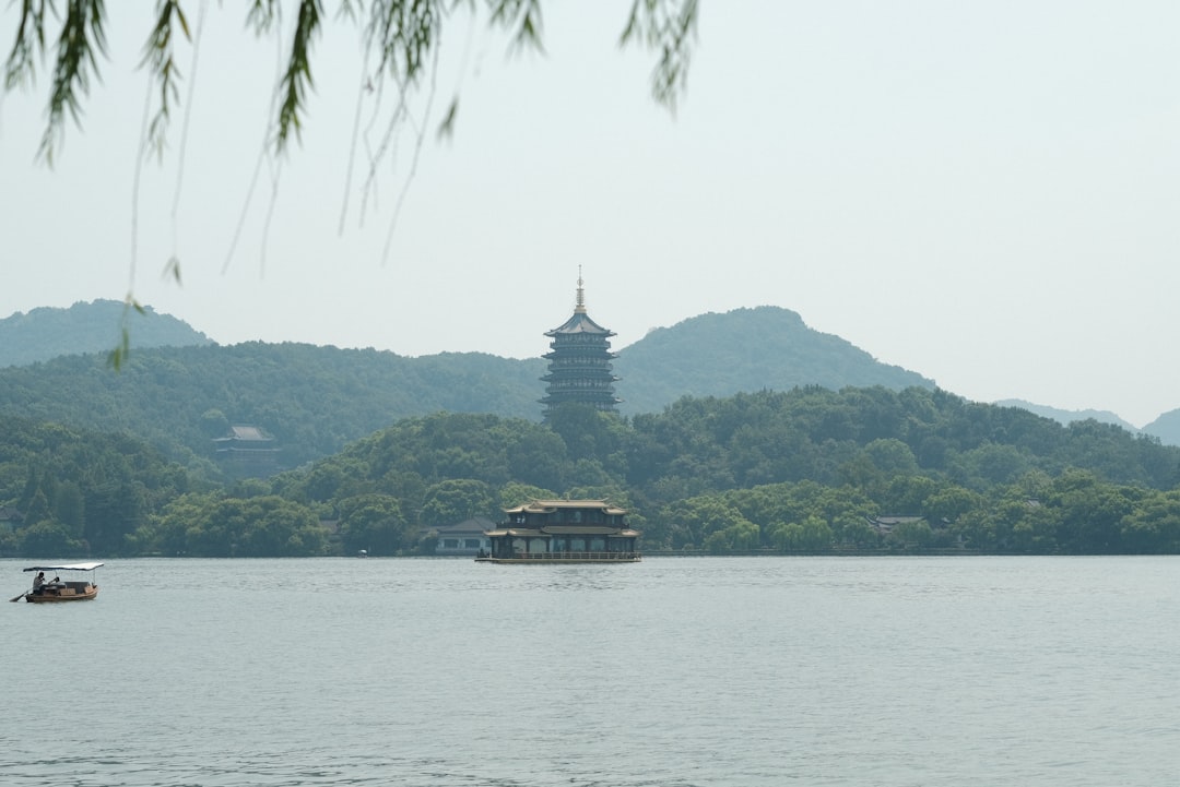 A large body of water surrounded by mountains