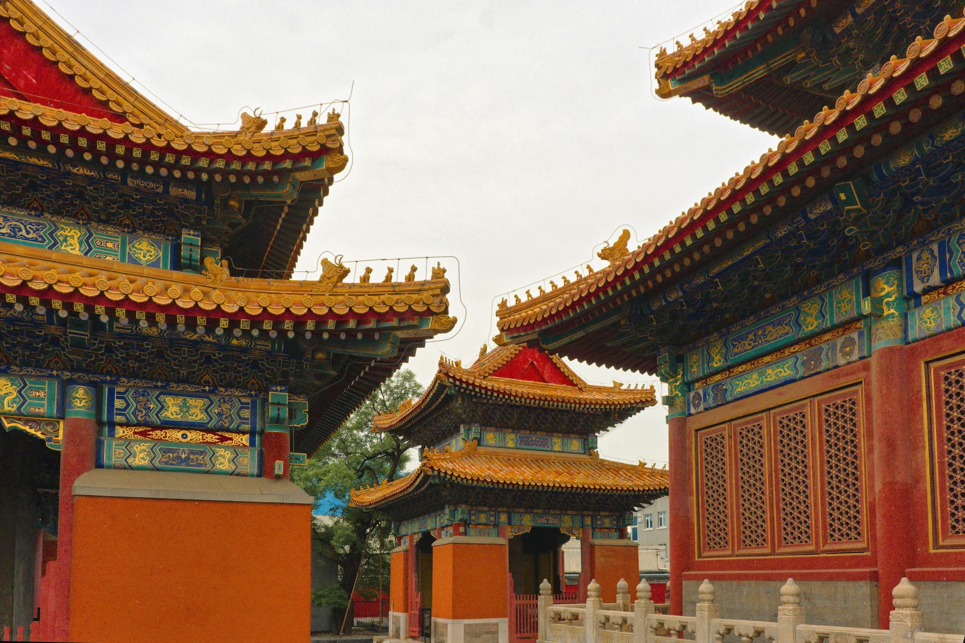 Explore the intricate details of traditional Chinese temple architecture in Beijing, China.